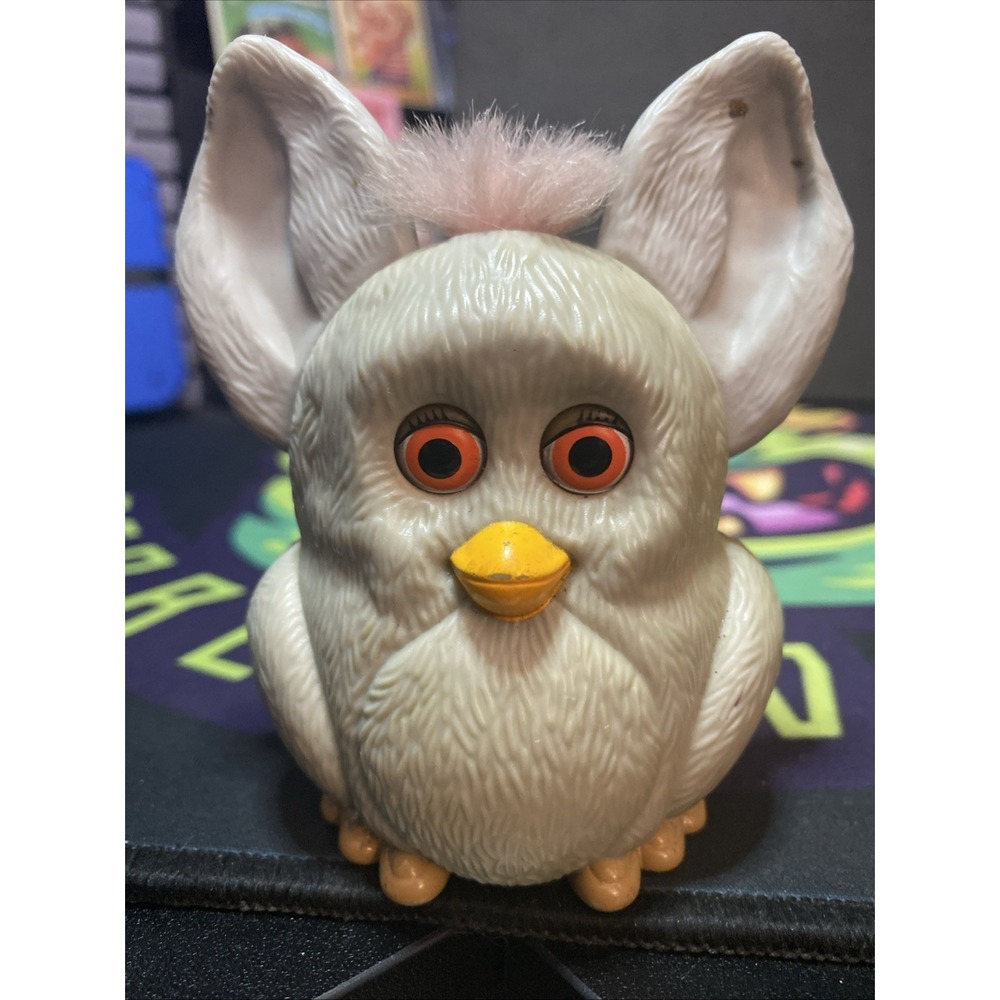 Burger King Kid Meal Toy Furby Gray Blinking Orange Eyes Hair Hasbro 2005 Works